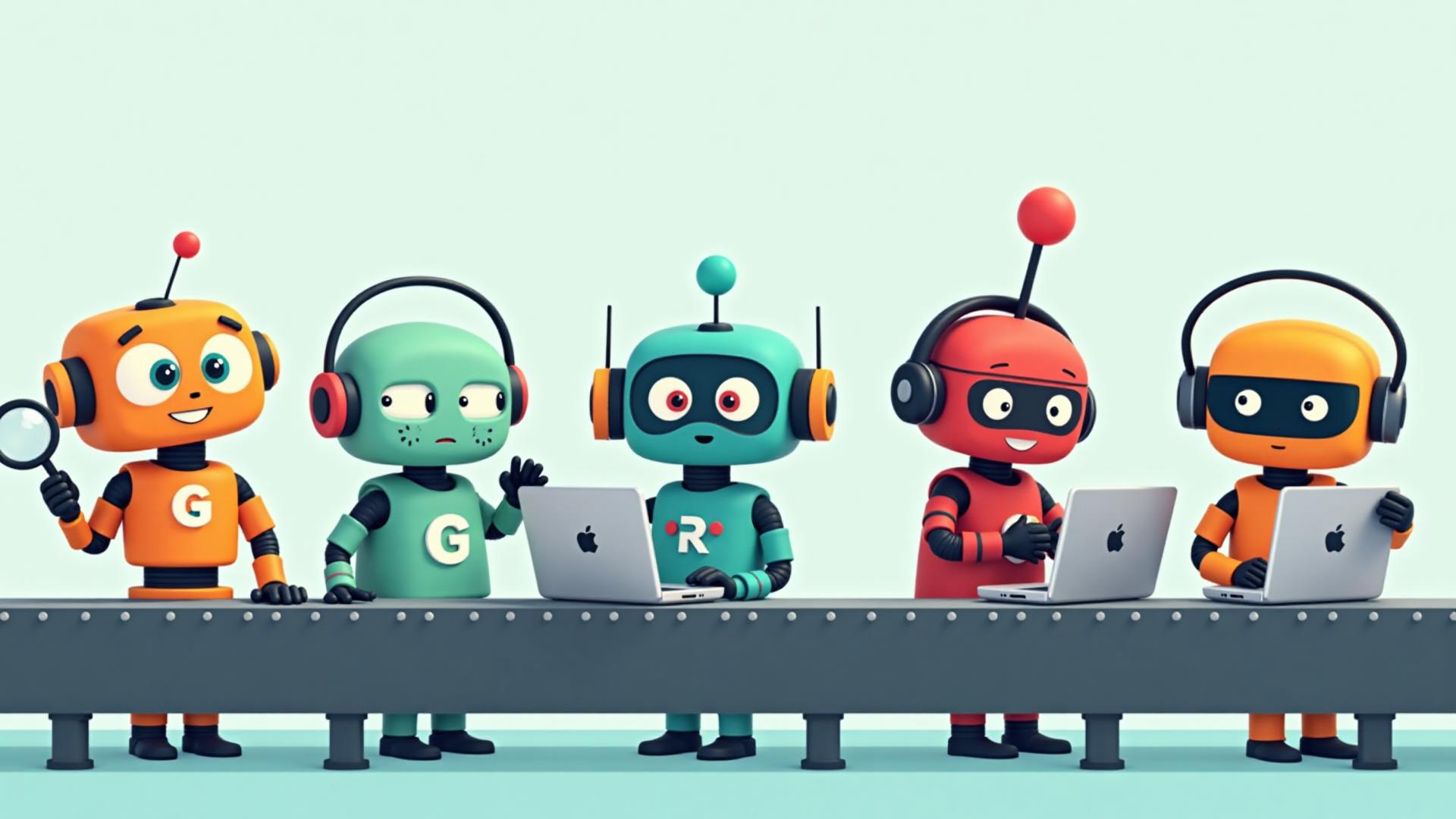 Team of robots working on marketing systems